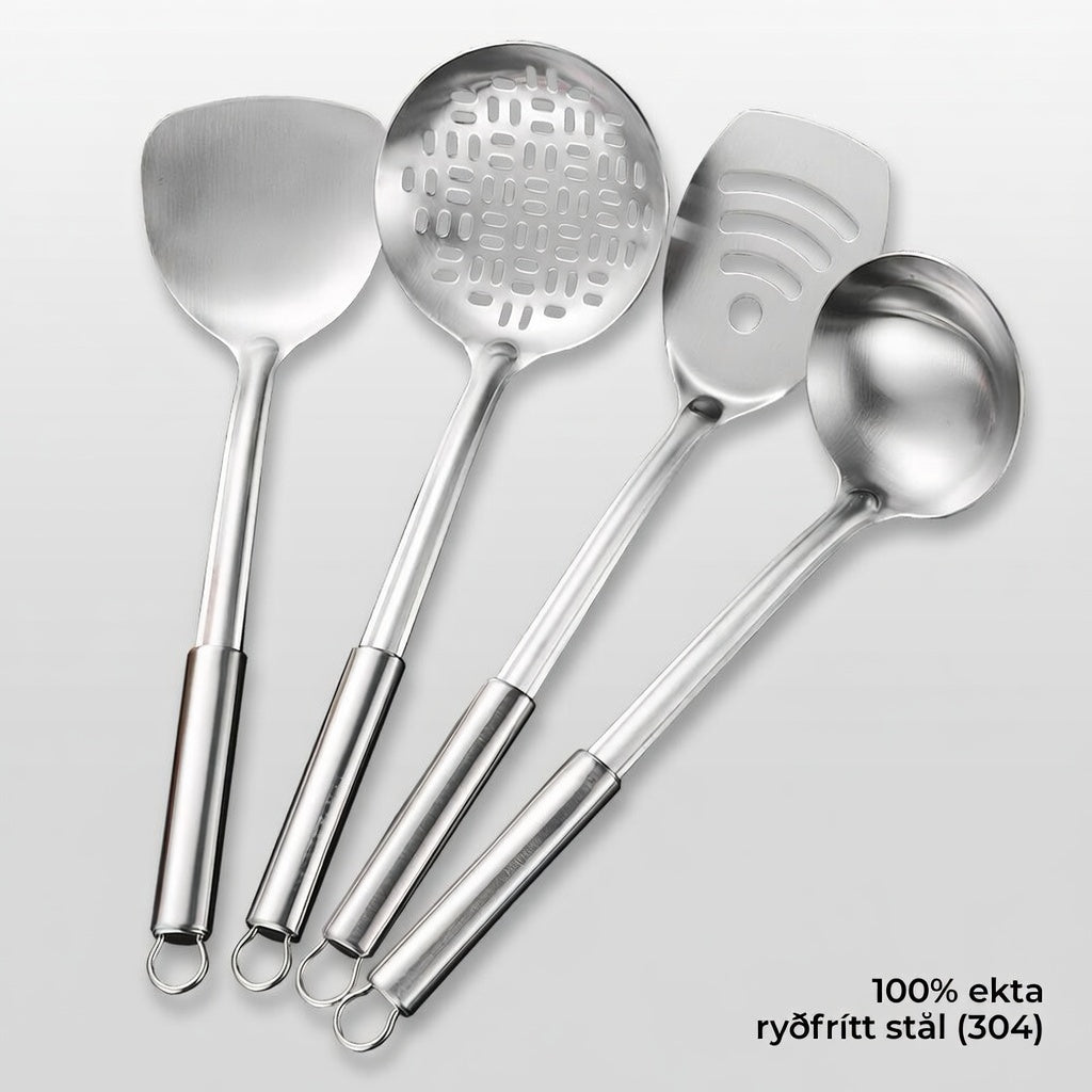 Nauðsynlegt eldhústólasett úr ryðfríu stáli